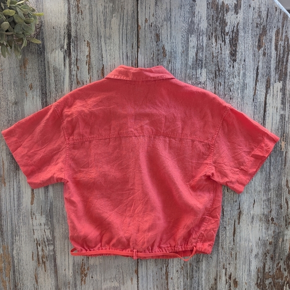 Athleta Playa Linen Tie Wrap Top Coral Women's Small - Picture 6 of 8